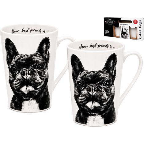 Set di tazze in porcellana con bulldog francese della regina Isabella, regalo di alta qualità. (1/5)