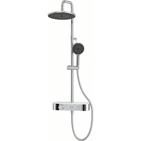 Columna de ducha termostática KINEDO Aquanova con pulsadores cromado y estante de cristal (1/5)
