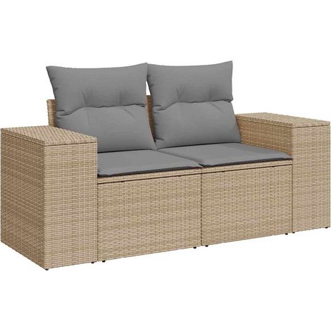 Maison Exclusive - Divano da Giardino con Cuscini a 2 Posti Beige in Polyrattan