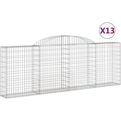 Paniers à gabions arqués 13 pcs  Mur en gabion 300x30x100/120 cm fer galvanisé
