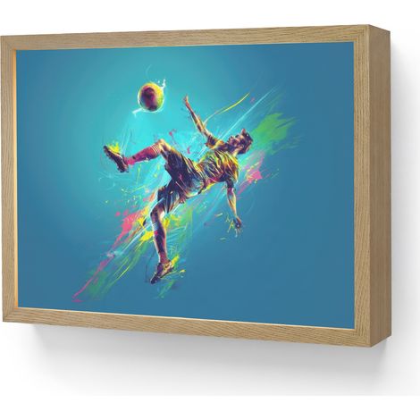WALL LIGHT Soccer player - Paint splashes - Colorful - Ball 40x30 cm