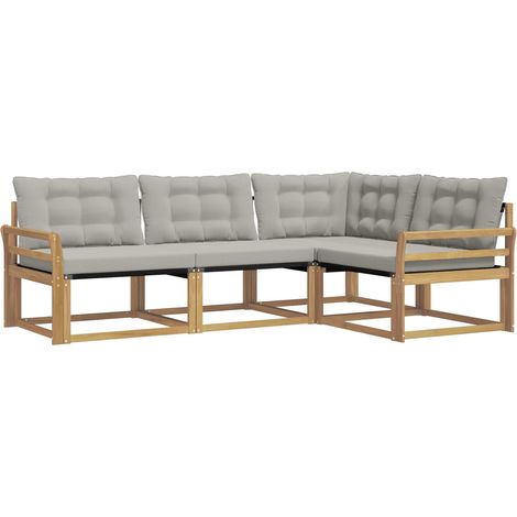 Conjunto de sofás de exterior 4 uds. Blanco y Gris Claro vidaXL (1/5)