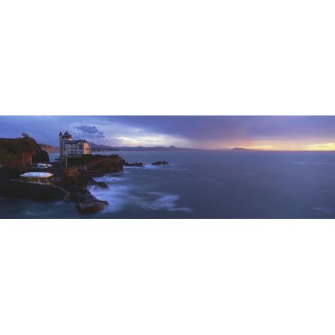Tableau sur toile côte Basques nuit 30x97 cm - Impression sur Toile Murale Décorative - Image imprimée en HD sur Toile - Toile sur Châssis en Bois FSC - Fabriqué en France (1/4)