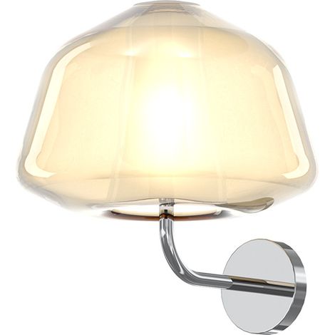 Applique Contemporanea Double Skin Alpha Metallo Cromo Vetro Ambra 1 Luce E27