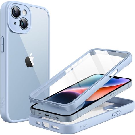 Hülle für iPhone 14 6,1 Zoll mit Schutzfolie Transparentes Cover Blau (1/5)