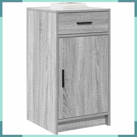 Buffet bas - 865069 - Gris sonoma - Bois d'ingénierie - 1 porte & 1 tiroir (1/5)