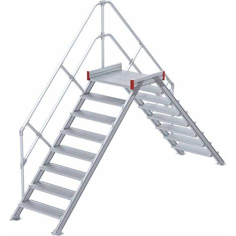 Euroline 512 Überstieg 45° 800mm Stufenbreite 2x8 Stufen Stahl Gitterrost