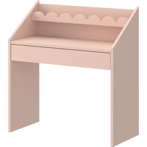 BOOK NOOK Bureau enfant 71 cm réglable avec tiroir et étagère rose vintage (1/5)