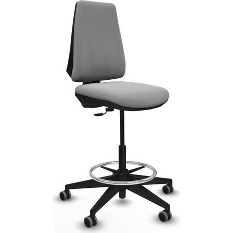 Taburete Elche CP similpiel gris claro base piramidal ruedas 65mm engomadas