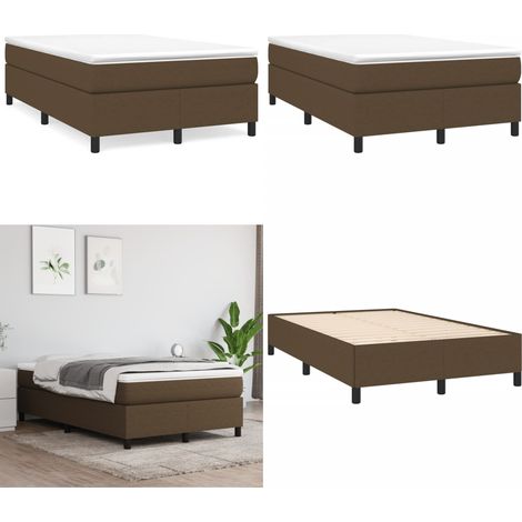 Sommier à lattes de lit et matelas marron foncé 120x190cm tissu - Lit Double - Matelas À Ressorts Ensachés - Literie - Chambre À Coucher - Meuble De Chambre - Home & Living