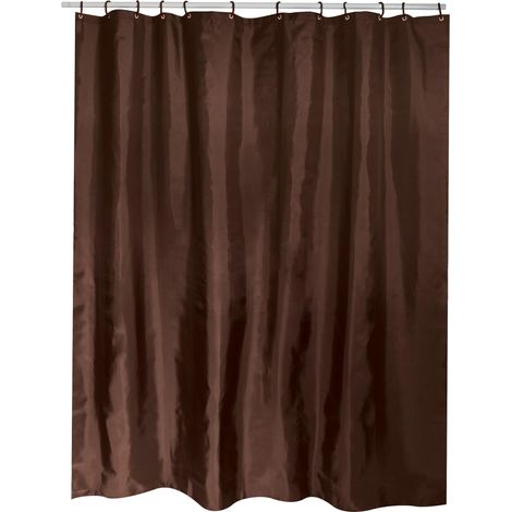 Rideau de Douche, en Polyester, Revêtement antibactérien, Anneaux Inclus, Lavable à 30°, Imperméable Tissu Lavable en Machine Rideau Salle de Bain, Chocolat, 180 x 200 cm (1/3)
