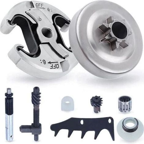 Pignon Et Embrayage Pour Tronçonneuse - Pas 6 Dents - Chaîne .325 Pouces - Kit Réparation 8 Pièces - Compatible Modèles Husqvarna 340 345 445 450 (1/5)