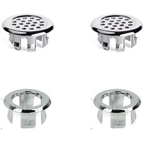 Lot de 4 anneaux de trop-plein pour évier, couvercle de trop-plein rond, cache-bonde, bouchon de vidange à insérer dans le trou, pour baignoire, cuisine, évier, 30 mm, argent (1/5)