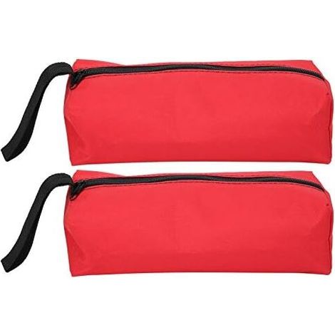 25 X 8.5 X 7cm 2 Pieces Small Multifunctional Tool Bag Portable Polyester Tool Kits Storage Bag with Hanging Strap and Zipper (Red)