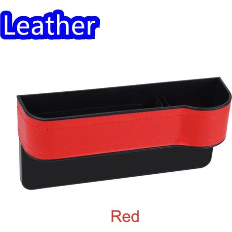 (Cuir rouge droit) Organisateur de siège auto pour combler l'espace entre le siège et le siège avant. Boîte de rangement latérale avec porte-gobelet pour téléphone, lunettes de soleil et boisson. (1/5)