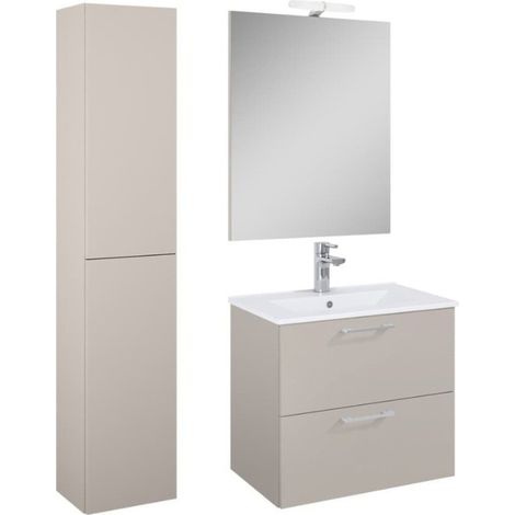 Ensemble meuble vasque avec miroir et éclairage LED + colonne 61,5 x 55 x 41,7 cm - cachemire stratifié - Ceramia Lea (1/5)