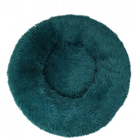 Coussin 40 cm avec housse lavable - Bleu pétrole - Coussin pour chien et chat - Panier rond en forme de donut pour chat et chiot - Vert foncé (1/5)