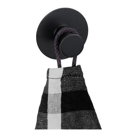 Crochet adhésif WENKO Celano 4 pièces noir inox sans perçage crochet mural adhésif noir porte-serviette autocollant design salle de bain crochet pour peignoir en inox noir rangement pratique maison (1/4)