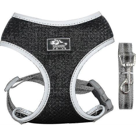Laisse Junhonsion pour animaux de compagnie, sangles réglables, colliers pour chats, harnais et laisses pour chiens, harnais en maille douce pour chiots et chats, taille S (1/5)