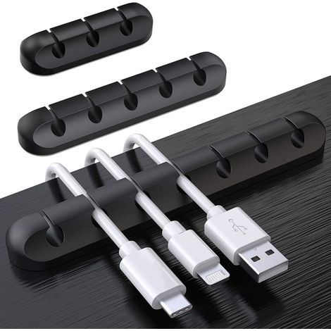 Kabelclips für den Schreibtisch, 3er-Set Kabelhalter, Kabelorganisator, Kabelmanagement, Kabelaufbewahrung (1/4)