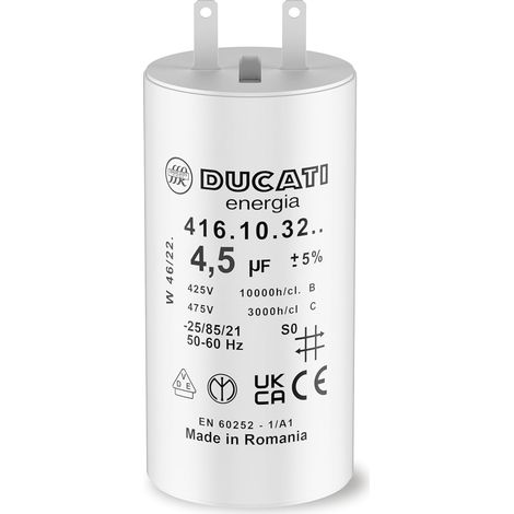 Condensateur 4,5 uF pour Moteur de Volet Roulant Somfy Durée de Vie 10 000 Heures Condensateur Cylindrique Ducati