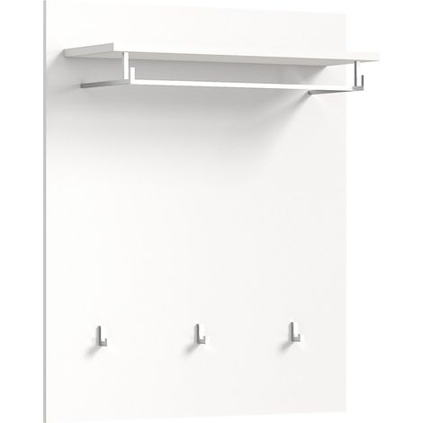 Panneau Mural - Porte-Manteau Mural - Panneau de vestiaire - Panneau de Couloir - Blanc Brillant - Env. 80 x 96 x 25 cm (1/5)