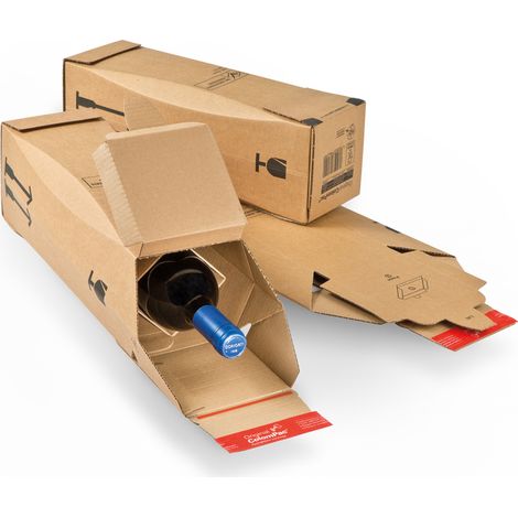 Lot de 15 Carton de regroupement certifié 3 à 6 bouteilles pour vin 75 cl 37,5 x 36,5 x 25 cm