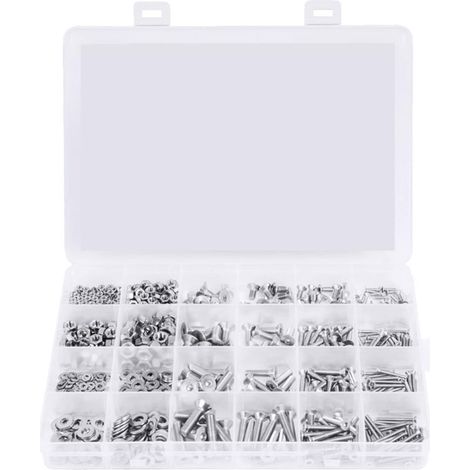 880Pcs 304 En Acier Inoxydable Fraisee Tete Hexagonale Combinaison Boulon M2 M3 M4 M5 Ecrou A Six Pans Rondelle Vis Kit Combine (1/5)