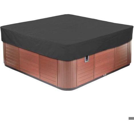 Housse pour Bain à Remous Carrée de Jardin, Bache de Protection pour Piscine en Tissu Oxford 210D Étanche À,Noir,231x231x30cm