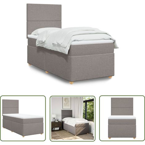 The Living Store Boxspringbett mit Matratze Taupe 90x190 cm Stoff - Boxspringbett - Doppelbett - Bettenrahmen - Schlafsystem - Tapete (1/5)