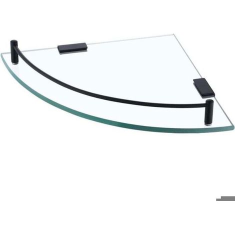 Étagère D'angle Verre Trempé Support Acier Inoxydable SUS 304 Noir Mat Pour Salle De Bain Douche (1/4)