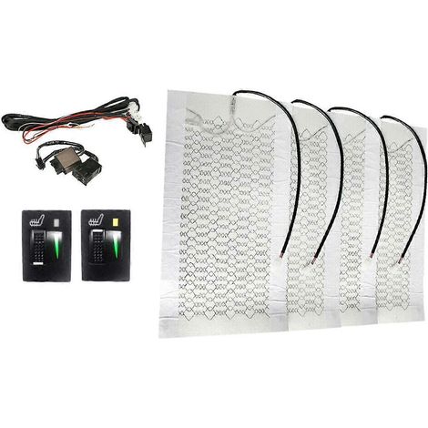Lot de 4 coussins chauffants 12V pour sièges auto avec interrupteur à 2 molettes et 5 niveaux -- (1/5)