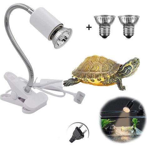 DOLASO Schildkröten-Heizlampe, Terrarium-Heizlampe mit Clip, Reptilien- und Amphibienlampe, mit 2 Basking Spot UVA UVB 50W Glühbirnen und 360° drehbarer Klemme, geeignet, für Schildkröte, Schlange, Ei (1/5)