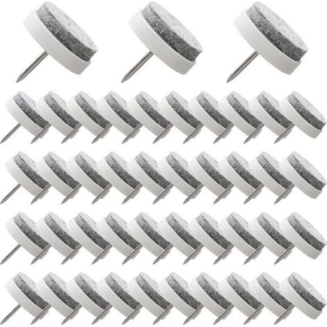 50 Pcs Patin Chaise a Clouer 24mm Blanc Tampon Chaise en Feutre pour Protéger Pieds des Meubles (1/5)