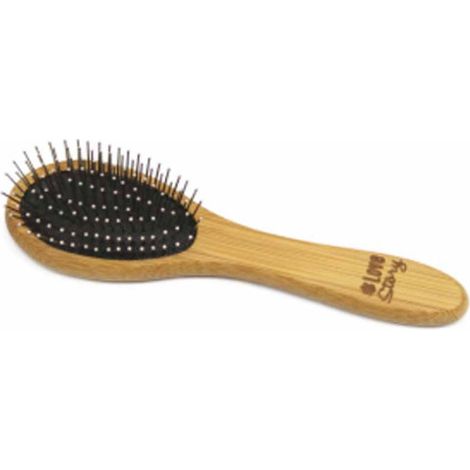 Brosse de Toilettage Bambou "Picots Perles" 19cm Naturel