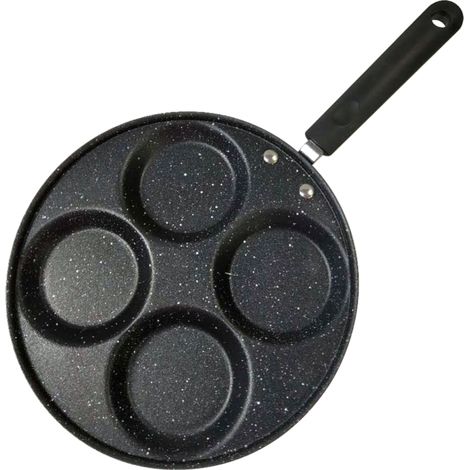 Poêle à œufs 4 tasses, 40 cm, cuiseur à œufs rond et en forme de cœur, revêtement antiadhésif, ustensiles de cuisine en acier inoxydable (1/5)