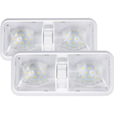 [NEVER USED] 12V LED Interior Lights Camper Van Ceiling Light 12V 3.5W LED Natural White Light Dual Lights with Switch for Motorhome Caravan Boat 2 Pack (1/4)