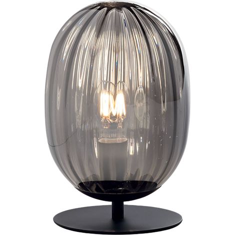 Lampe De Table Infinity En Métal Fumé Et Verre Soufflé, Design Élégant Avec Douille E27, Structure Robuste 280 Mm X 180 Mm, Classe 2 (1/3)