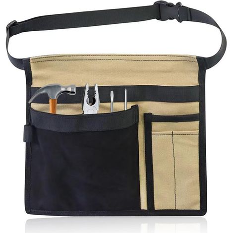 Tool Belts for Men, Multifunctional Canvas Tool Belt Pouch 12OZ Toolbelt Bag with Adjustable Belt Clip for Workshop Storage Wood Working Tools Garden (1/5)