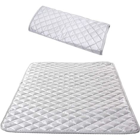 Nappe de Repassage Isolante Couverture de Repassage à la Vapeur Coton Tapis De Repassage Sur table Portable pour Lave-linge Sèche-linge Voyager la Maison Argent 45 85 cm