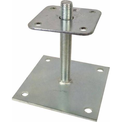 Pied de Poteau Réglable à Boulonner avec Platine et Tige Filetée - 150x100x150x20x4 mm - D-Work (1/2)