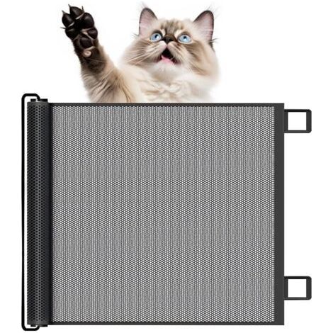 Einziehbares Sicherheitsgitter für Babys, Kinder und Hunde, ausziehbares Hunde- und Katzenschutzgitter, für Treppen, Flure, Innen- und Außenbereich – Schwarz, 110 x 78 cm (1/5)