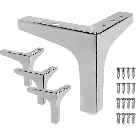 Verstellbare Schrankbeine, 17 cm / 7 Zoll, Möbelbeine, Gold, 4er-Set Moderne Tischbeine, dreieckige Metallfüße Sofafüße, Couchbeine, Ersatz, 15 cm / 6 Zoll, Chrom