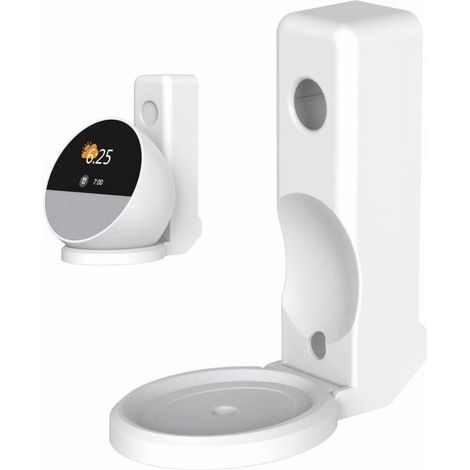 Lntyq Support de prise pour spot mural - Support pour haut-parleur Google - Gestion des câbles intégrée - Support mural - Accessoires sans perçage - Compatible avec Echo Spot (blanc) (1/5)