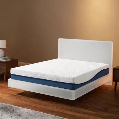 Matelas coloris bleu blanc en polyester 160 x 200 x 20 cm (1/5)