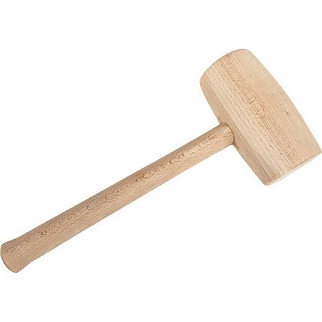 Diamwood Maillet de menuisier rond en bois d'hêtre brut avec double frappe - 1 pièce - Dimensions 55 mm de diamètre x 120 mm de longueur x 290 mm total - Poids 340 grammes - Outil menuisier (1/3)