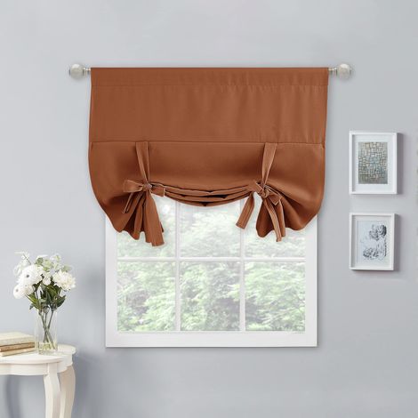Rideaux de fenêtre de Cuisine – Rideaux Romains filtrant la lumière avec Passe-Tringle – Cantonnière élégante pour décoration, 101,6 x 137,2 cm, Orange brûlé, 1 Panneau (1/5)