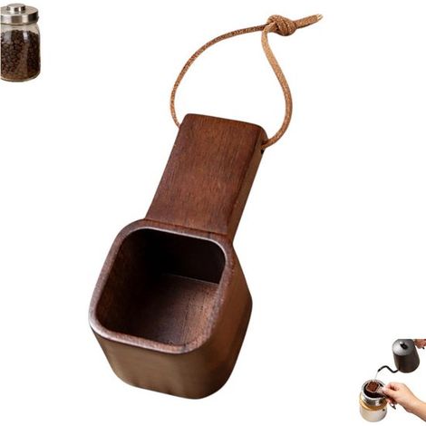 Cuillère doseuse en bois de noyer - Cuillère à café en bois - Cuillère doseuse multifonctionnelle - Cuillère doseuse pour poudre - Cuillère doseuse pour moudre - Convient pour le café moulu, le thé en (1/5)
