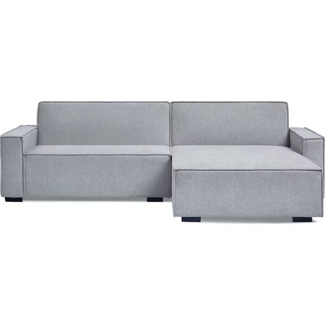 Canapé convertible cic-clac avec angle réversible Pikado Tissu effet lin Gris clair