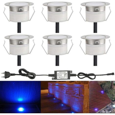 ZOLGINAH Bodeneinbaustrahler - Verstellbares Licht (Blau) IP67 Wasserdicht 0,6 W Ø31 mm - Beleuchtung für Terrasse, Patio, Weg, Wand, Garten, Dekoration, Innen- und Außenbereich, 6 Stück (1/5)